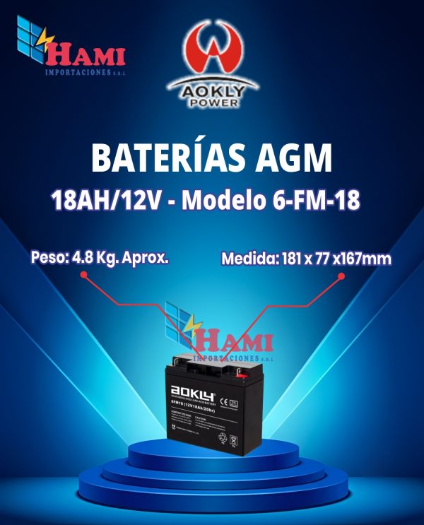 BATERIA AOKLY AGM DE 18AH/12V