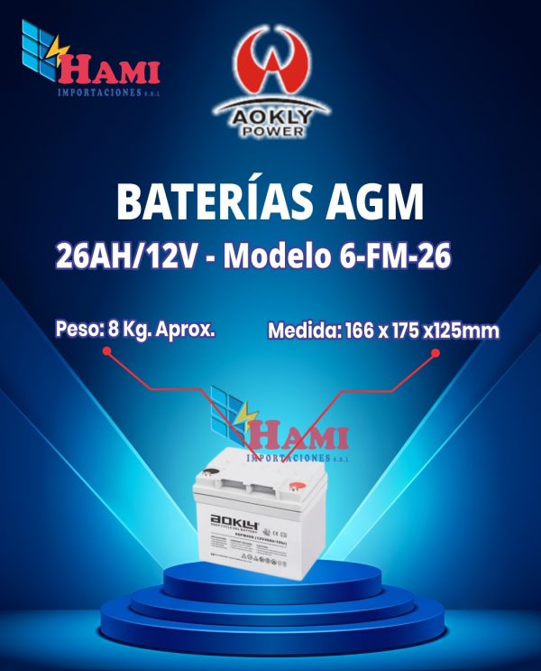 BATERIA AOKLY AGM DE 26AH/12V