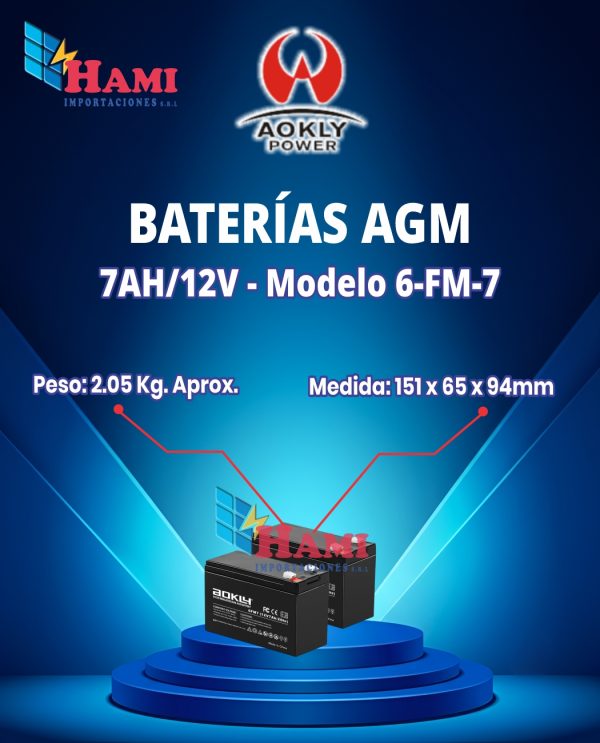 BATERIA AOKLY AGM DE 7AH/12V