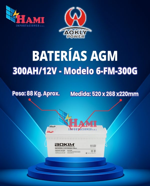 BATERIA AOKLY DE GEL DE 300AH/12V