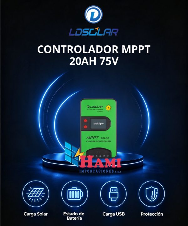CONTROLADOR MPPT 20AH 75V LD SOLAR