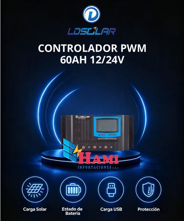 CONTROLADOR PWM 60AH LD SOLAR